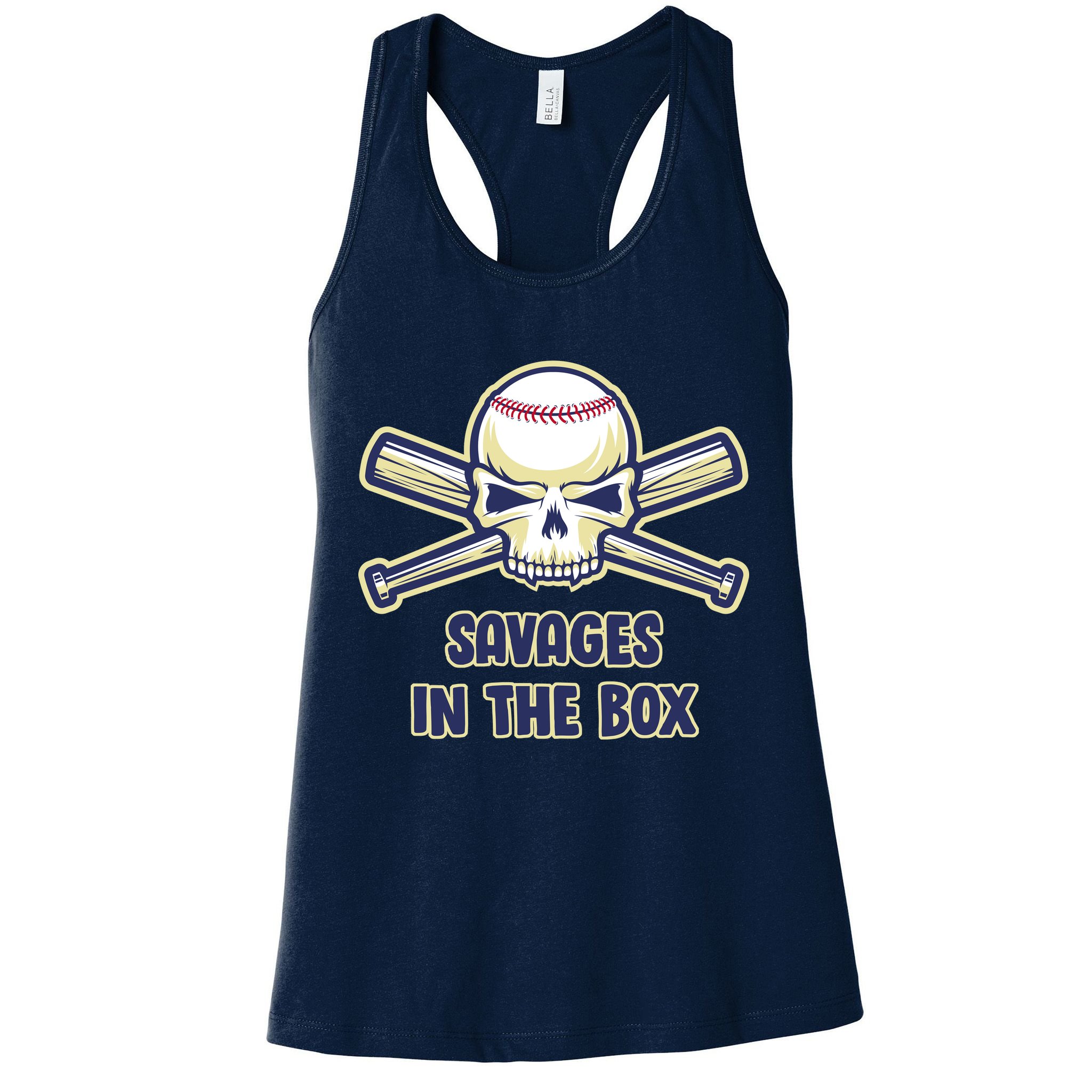 Baseball Skull Savages In The Box Womens Tank Top