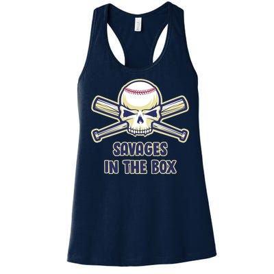 Baseball Skull Savages In The Box Women's Racerback Tank