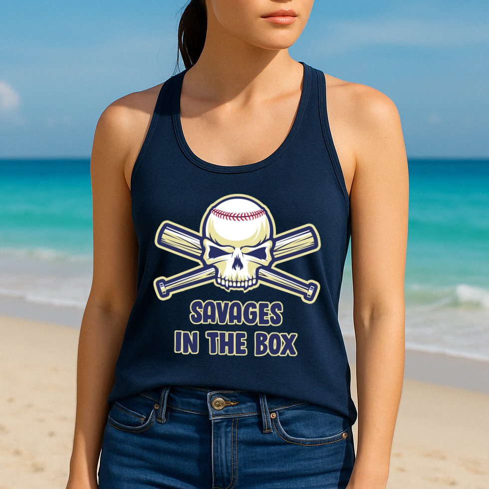 Baseball Skull Savages In The Box Womens Tank Top