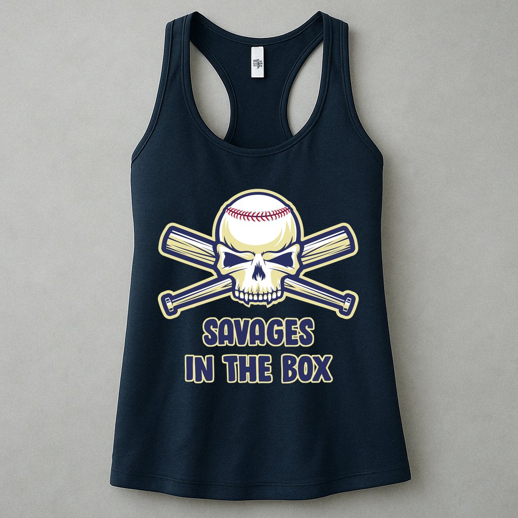 Baseball Skull Savages In The Box Womens Tank Top