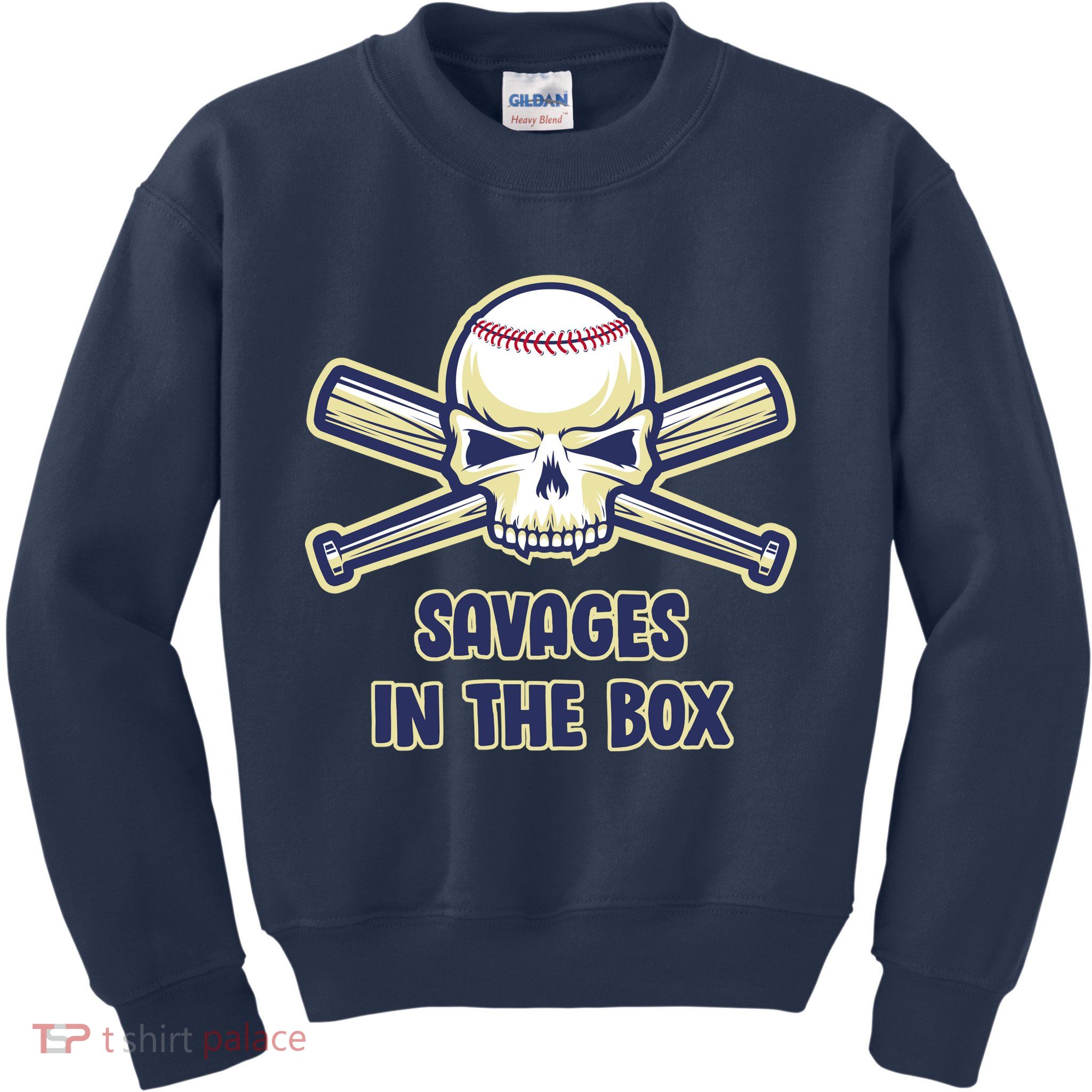 Baseball Skull Savages In The Box Kids Sweatshirt
