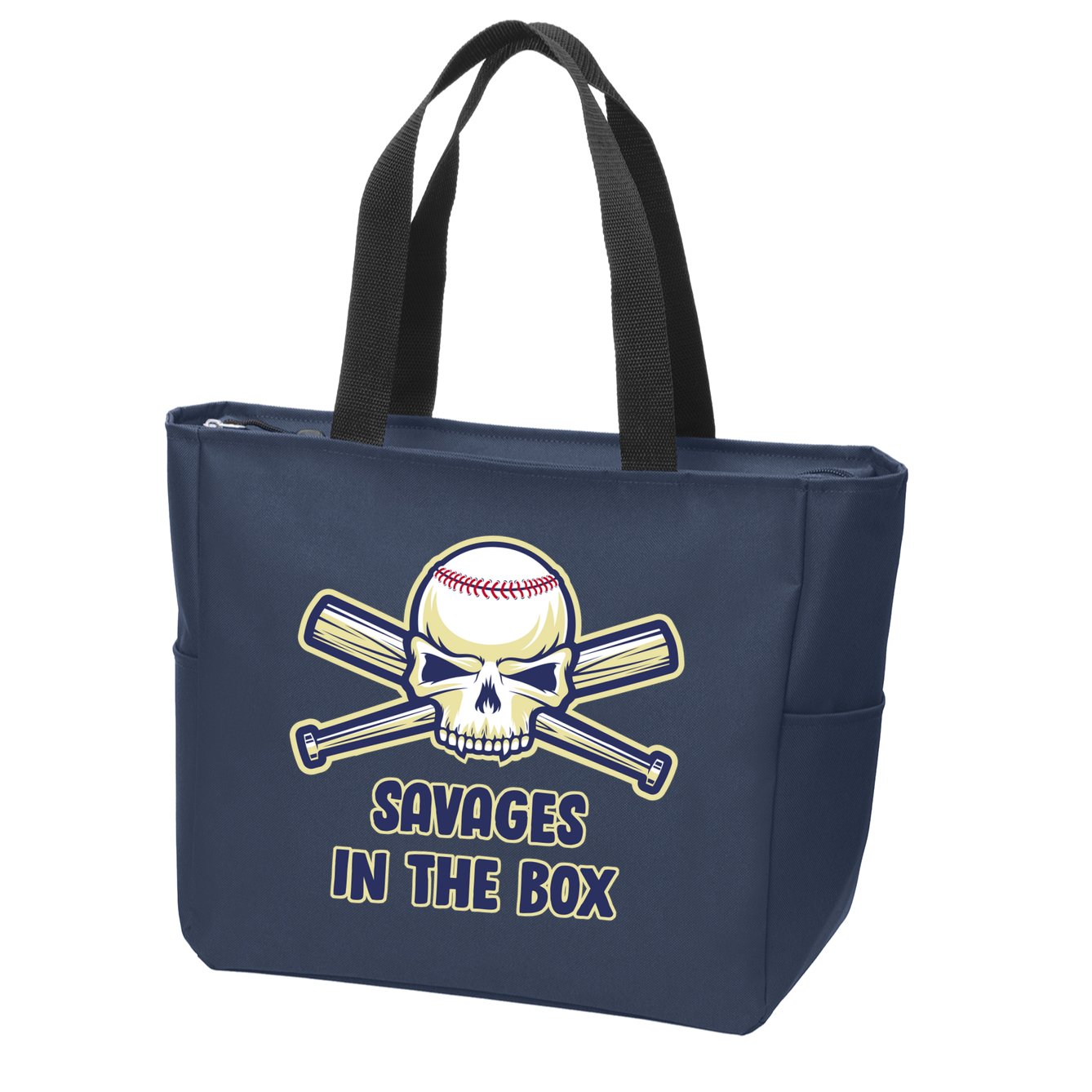Baseball Skull Savages In The Box Zip Tote Bag