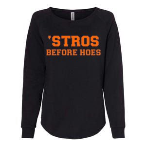 Baseball 'Stros Before Hoes Houston Womens California Wash Sweatshirt