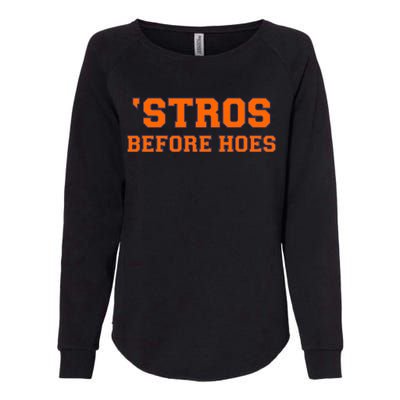 Baseball 'Stros Before Hoes Houston Womens California Wash Sweatshirt