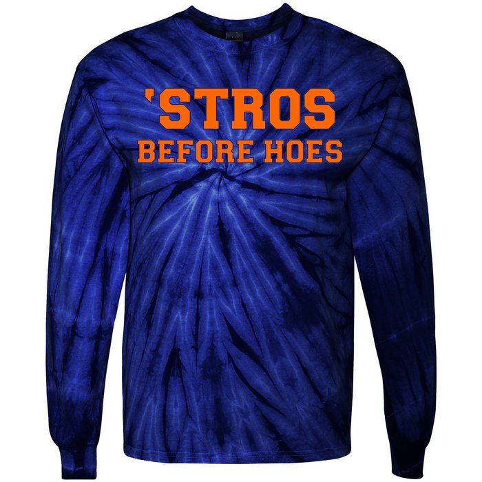 Baseball 'Stros Before Hoes Houston Tie-Dye Long Sleeve Shirt