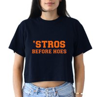 Baseball 'Stros Before Hoes Houston Women's Crop Top Tee