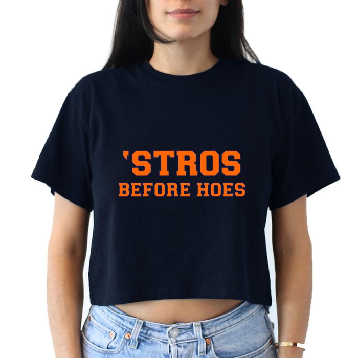 Baseball 'Stros Before Hoes Houston Women's Crop Top Tee