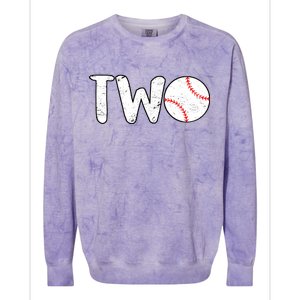 Baseball Two Years Old 2nd Birthday Colorblast Crewneck Sweatshirt