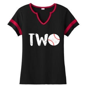 Baseball Two Years Old 2nd Birthday Ladies Halftime Notch Neck Tee