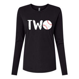 Baseball Two Years Old 2nd Birthday Womens Cotton Relaxed Long Sleeve T-Shirt