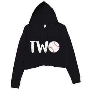 Baseball Two Years Old 2nd Birthday Crop Fleece Hoodie