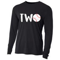 Baseball Two Years Old 2nd Birthday Cooling Performance Long Sleeve Crew