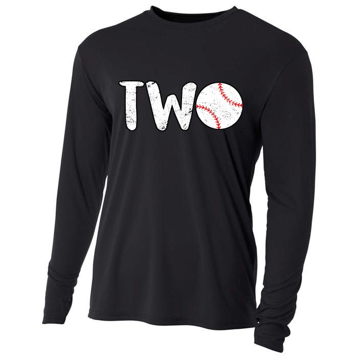 Baseball Two Years Old 2nd Birthday Cooling Performance Long Sleeve Crew