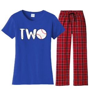 Baseball Two Years Old 2nd Birthday Women's Flannel Pajama Set