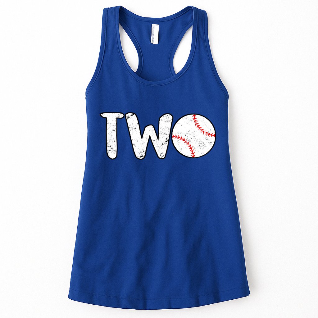 Baseball Two Years Old 2nd Birthday Womens Tank Top