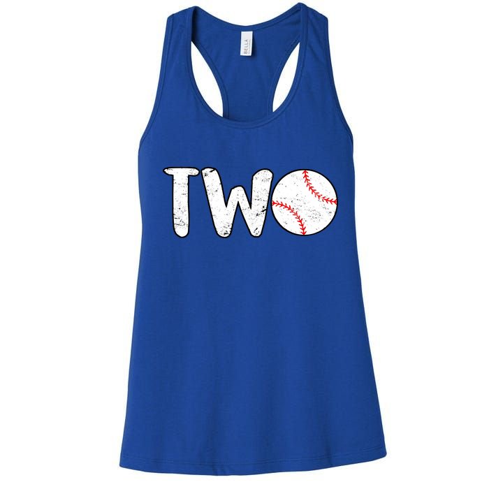 Baseball Two Years Old 2nd Birthday Women's Racerback Tank