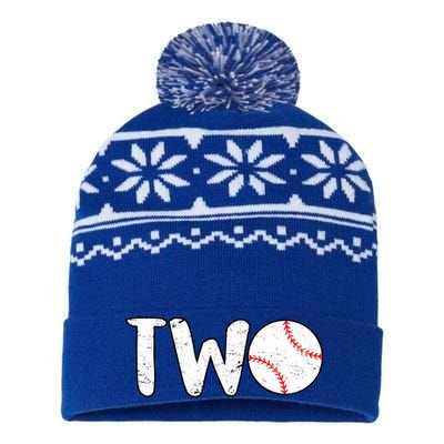 Baseball Two Years Old 2nd Birthday USA-Made Snowflake Beanie