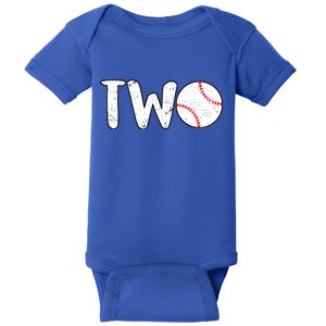 Baseball Two Years Old 2nd Birthday Baby Bodysuit