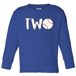 Baseball Two Years Old 2nd Birthday Toddler Long Sleeve Shirt