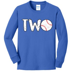 Baseball Two Years Old 2nd Birthday Kids Long Sleeve Shirt