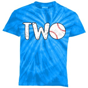 Baseball Two Years Old 2nd Birthday Kids Tie-Dye T-Shirt