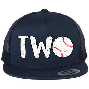 Baseball Two Years Old 2nd Birthday Flat Bill Trucker Hat