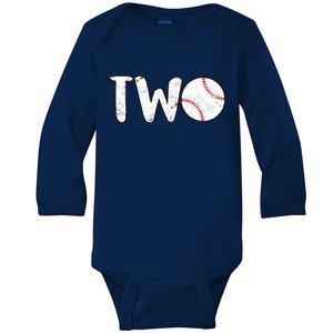 Baseball Two Years Old 2nd Birthday Baby Long Sleeve Bodysuit