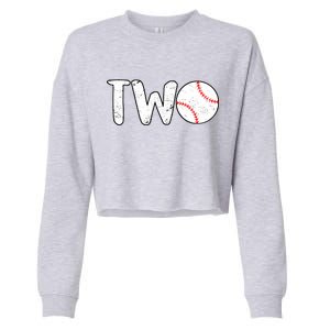 Baseball Two Years Old 2nd Birthday Cropped Pullover Crew