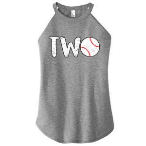 Baseball Two Years Old 2nd Birthday Women’s Perfect Tri Rocker Tank