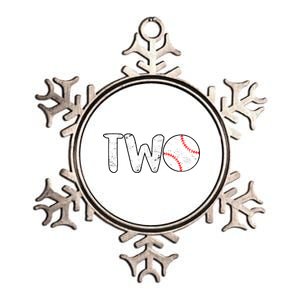 Baseball Two Years Old 2nd Birthday Metallic Star Ornament