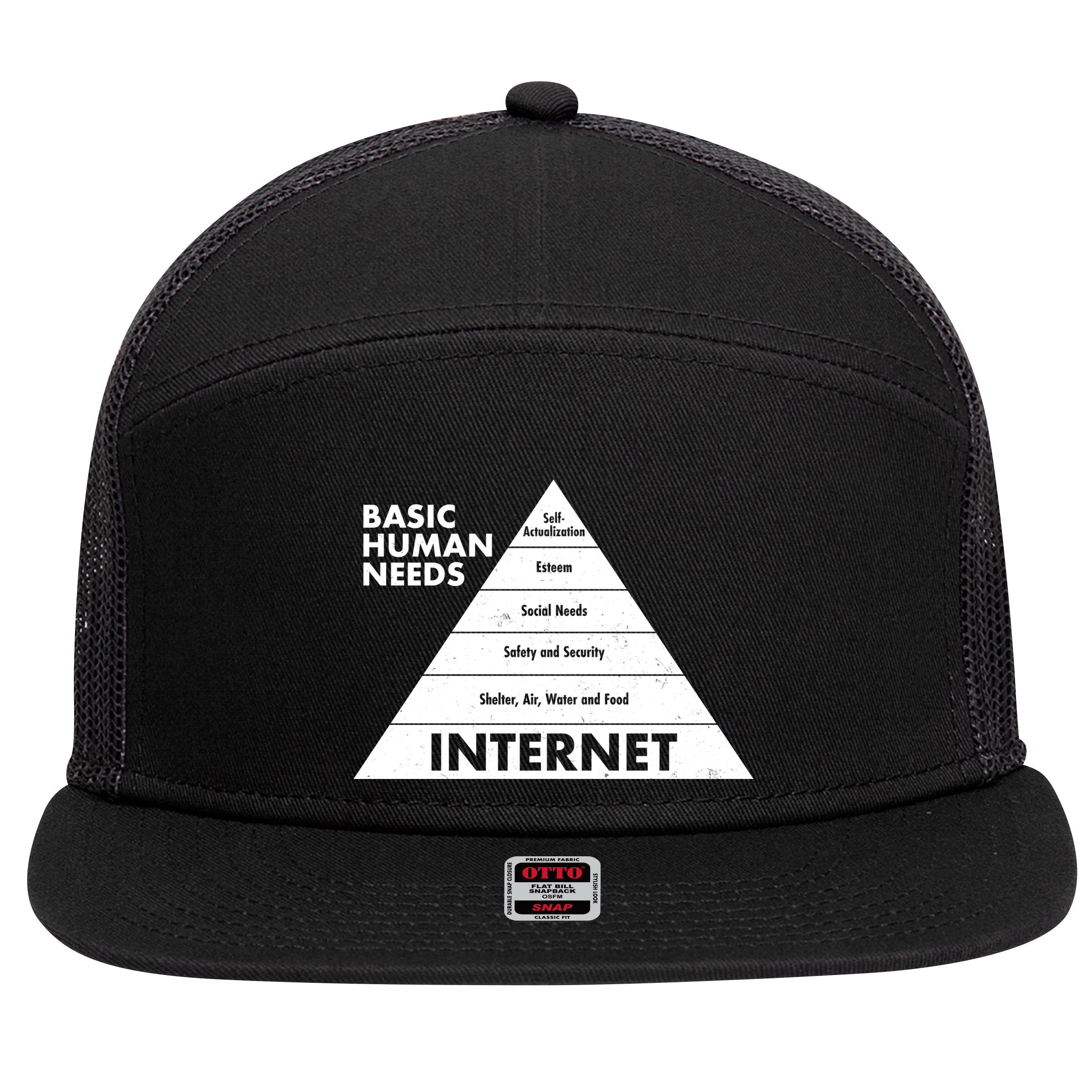 Basic Human Needs Pyramid  7 Panel Mesh Trucker Snapback Hat