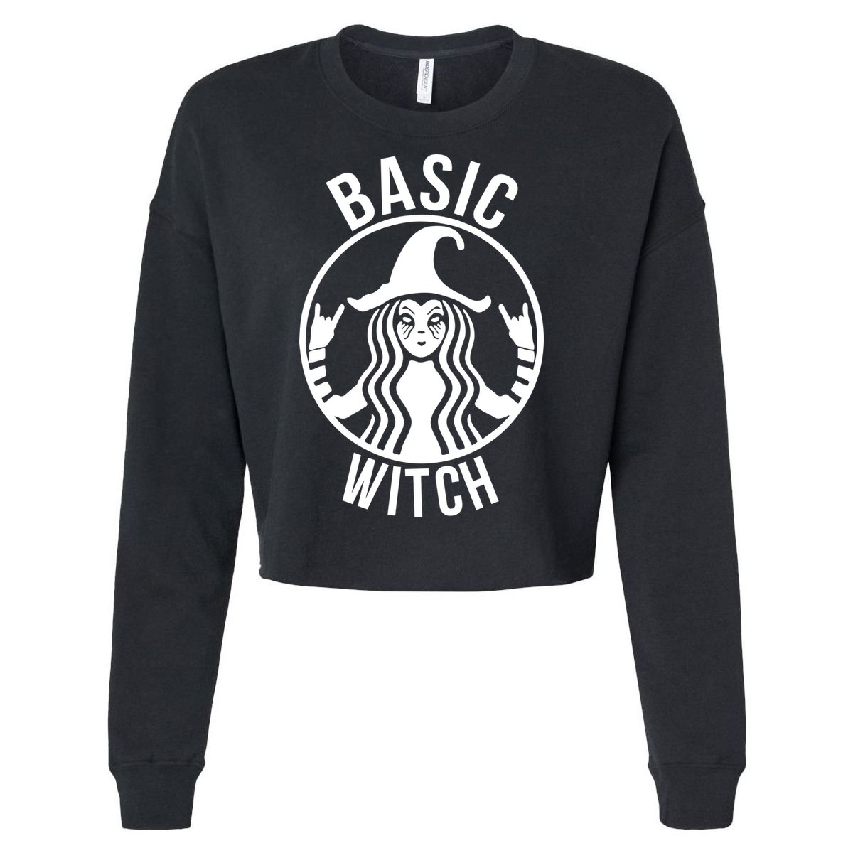Basic Witch Funny Halloween Cropped Pullover Crew