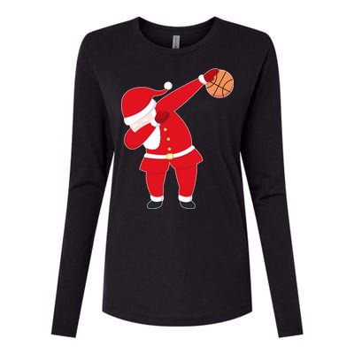 Basketball Dabbing Santa Womens Cotton Relaxed Long Sleeve T-Shirt