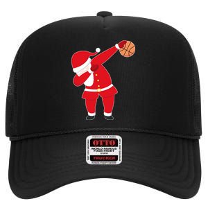 Basketball Dabbing Santa High Crown Mesh Back Trucker Hat