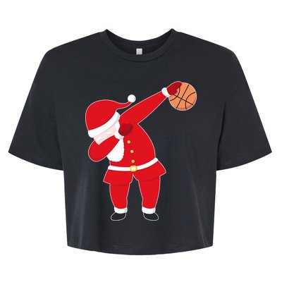 Basketball Dabbing Santa Bella+Canvas Jersey Crop Tee