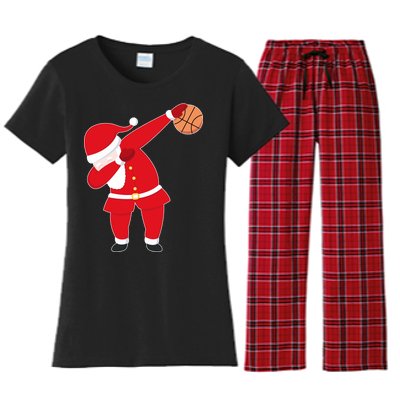 Basketball Dabbing Santa Women's Flannel Pajama Set