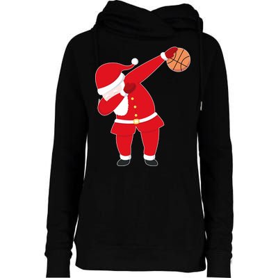 Basketball Dabbing Santa Womens Funnel Neck Pullover Hood