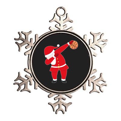 Basketball Dabbing Santa Metallic Star Ornament