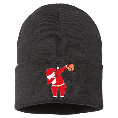 Basketball Dabbing Santa Sustainable Knit Beanie