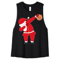 Basketball Dabbing Santa Women's Racerback Cropped Tank