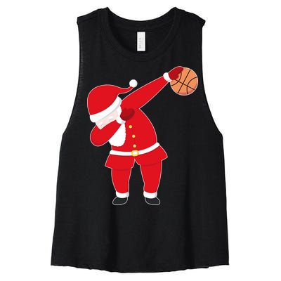 Basketball Dabbing Santa Women's Racerback Cropped Tank