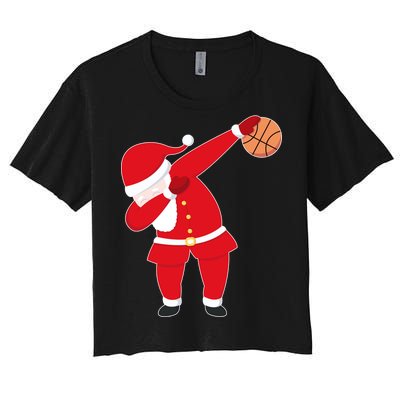 Basketball Dabbing Santa Women's Crop Top Tee