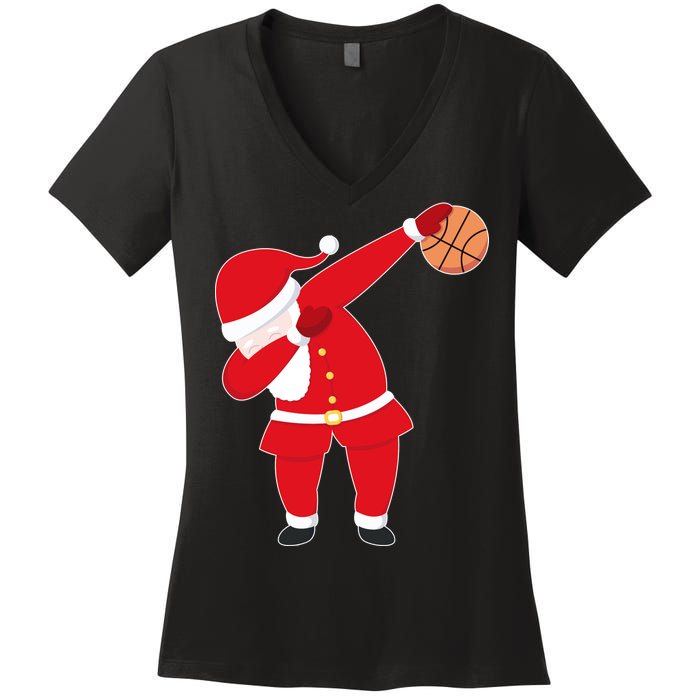 Basketball Dabbing Santa Women's V-Neck T-Shirt