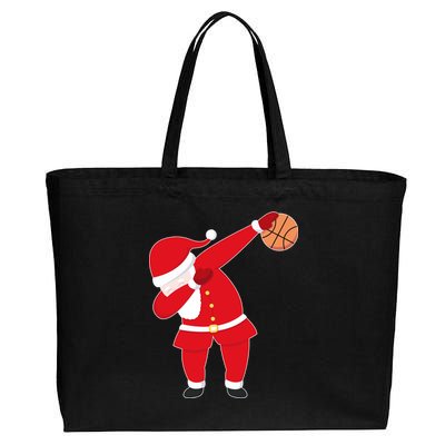 Basketball Dabbing Santa Cotton Canvas Jumbo Tote