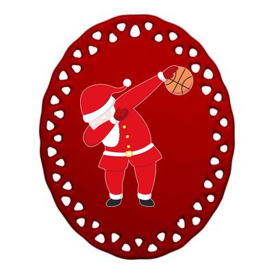 Basketball Dabbing Santa Ceramic Oval Ornament