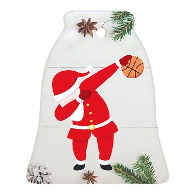 Basketball Dabbing Santa Ceramic Bell Ornament