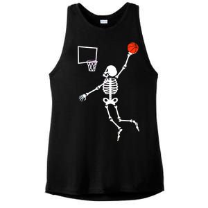 Basketball Dunking Skeleton Ladies PosiCharge Tri-Blend Wicking Tank