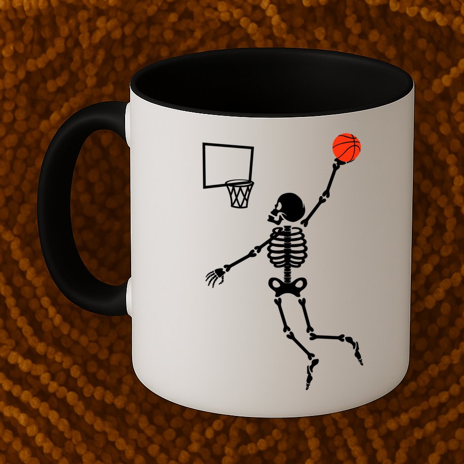 Basketball Dunking Skeleton Mug