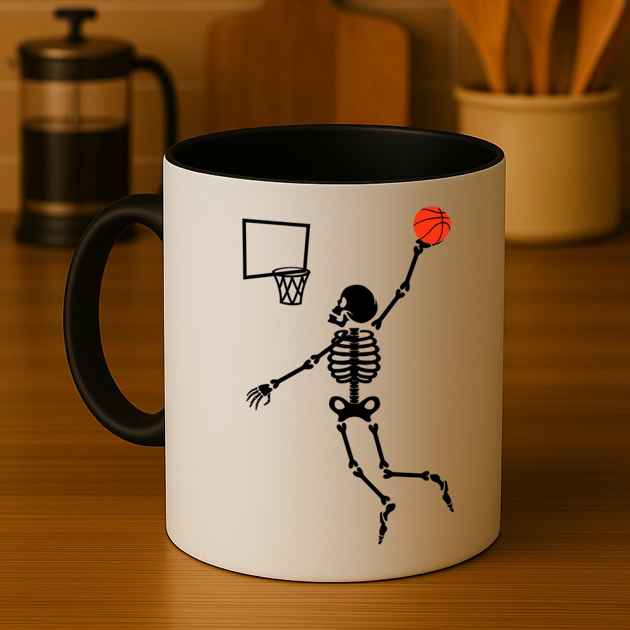 Basketball Dunking Skeleton Mug