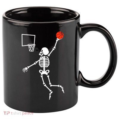 Basketball Dunking Skeleton 11oz C Handle Ceramic Mug